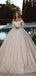 Elegant White Off-Shoulder Lace A-Line Long Weddingc Dresses With Sweep Trailing ,WDH167