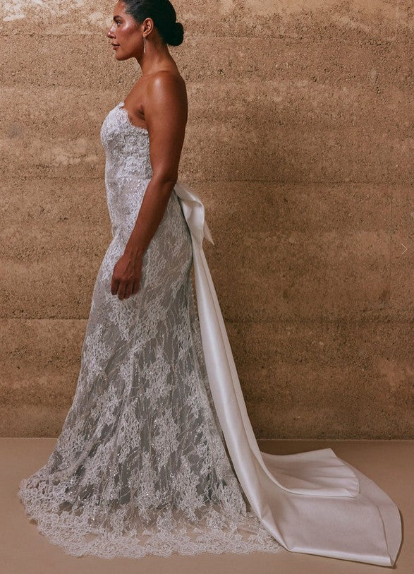 Sexy White Sweetheart Lace Mermaid Long Weddingc Dresses With Sweep Trailing ,WDH169