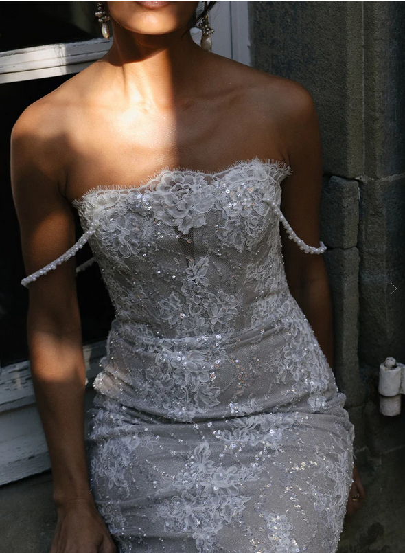 Sexy White Sweetheart Lace Mermaid Long Weddingc Dresses With Sweep Trailing ,WDH169