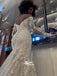 Ivory Lace Off Shoulder Long Sleeves Appliques Mermaid Bridal Gown Wedding Dress, WGB008