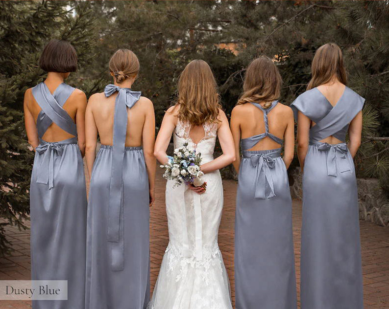 Different Colors Mismatched Satin Black Burgundy Dusty Pink Blue White Teal Green Side Split Long Sheath Bridesmaid Dress, WGM034 Wish Gown Different Colors Mismatched Satin Black Burgundy Dusty Pink Blue White Teal Green Side Split Long Sheath Bridesmaid Dress, WGM034 Wish Gown