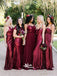 Multiple Types Sparkly Burgundy Sequin Long Bridesmaid Dresses Prom Dresses, WGM057