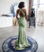 Green Convertible Soft Satin Halter Lace Up Backless Long Mermaid Bridesmaid Dresses, WGM102