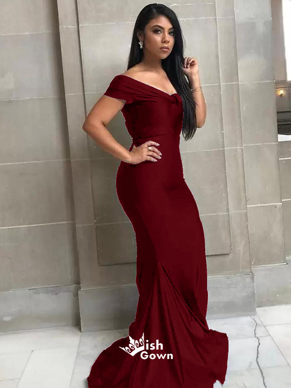 Burgundy Mermaid Off Shoulder Floor length Wedding Guest Bridesmaid Dr Wish Gown Burgundy Mermaid Off Shoulder Floor length Wedding Guest Bridesmaid Dr Wish Gown