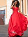 Hot Red A-line Sweetheart Satin Backless Lace Up Evening Long Prom Dresses, WGP080