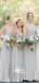 Light Green Spaghetti Strap Ruffle V-neck Long Chiffon Bridesmaid Dresses, YPS157