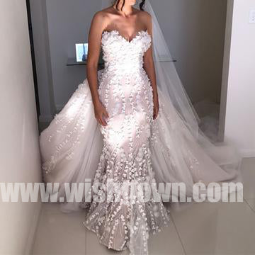 Charming Sweetheart Mermaid Lace Long Bridal Wedding Dresses, BW1514 - Wish Gown