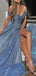 Shiny Blue Off-Shoulder A-Line Long Prom Dress Ideas, Evening Party Dresses,WGP1633