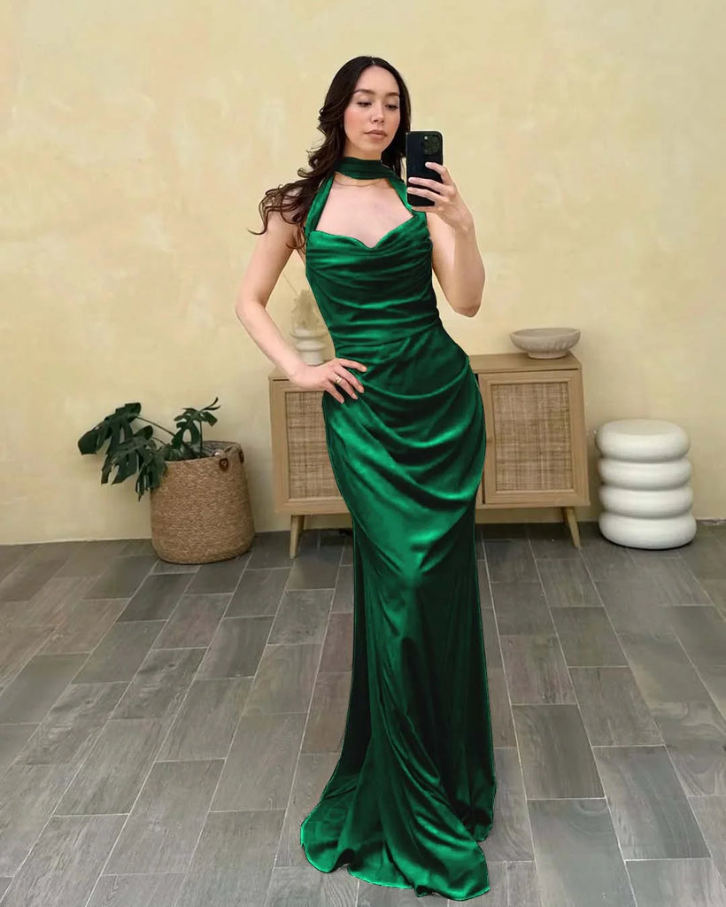 Sexy Red High Neck Mermaid Long Prom Dress Ideas, Evening Party Dresses,WGP1776