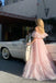 Elegant Off-the-Shoulder Organza Prom Dress Pink A-Line Formal Gown,WGP2129