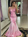Unique Floral Pink Halter Mermaid Long Prom Dress Ideas, Evening Party Dresses,WGP1881