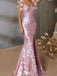 Sparkly Pink Spaghetti Strap Mermaid Long Prom Dress Ideas, Evening Party Dresses,WGP1900