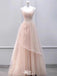 Elegant Pink Spaghetti Strap A-Line Long Prom Dress Ideas, Evening Party Dresses,WGP1798