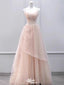 Elegant Pink Spaghetti Strap A-Line Long Prom Dress Ideas, Evening Party Dresses,WGP1798