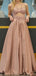 Modern Pink A-Line Prom Dress Unique Cut-Out Bodice Strappy V-Neck Pleated Evening Gown,WGP2076