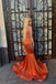 Sparkly Orange One-Shoulder Mermaid Long Prom Dress Ideas, Evening Party Dresses,WGP1808