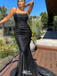 Sparkly Black Spaghetti Strap Mermaid Long Prom Dress Ideas, Evening Party Dresses,WGP1909