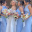 Elegant Blue Halter Mermaid Sleeveless Wedding Guest Bridesmaid Dresses,WGM391