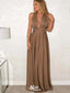 Elegant Brown Halter Strap V-Neck A-Line Party Prom Dresses,Evening Dress Online, WGP821