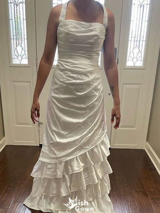 Gorgeous Spaghetii Strap Sheath Long Prom Dress Ideas, Evening Party Dresses,WGP1808