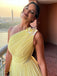 Elegant Yellow Pleats One shoulder A-Line Party Prom Dresses,Evening Dress Online, WGP830