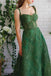 Gorgeous Emerald Green A-Line Sweetheart Spaghetti Straps Applique Lace Cheap Maxi Long Party Prom Gowns,Evening Dresses,WGP436
