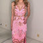 Sexy Pink Spaghetti Strap Mermaid Side Slit Sleeveless Long Prom Dress Ideas, Evening Party Dresses,WGP1683