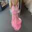 Sexy Pink Spaghetti Strap Mermaid Side Slit Sleeveless Long Prom Dress Ideas, Evening Party Dresses,WGP1683