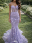 Modern Lavender Butterfly Lace Prom Gown Sheer Corset Mermaid Evening Dress,WGP2183