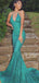 Elegant Green Spaghetti Strap Mermaid V-Neck Sleeveless Party Prom Dresses,Evening Dress Online, WGP843