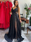 Elegant Black Sweetheart A-Line Side Slit Sleeveless Party Prom Dresses,Evening Dress Online, WGP854