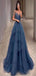 Elegant A-line V-Neck Spaghetti Straps Off Shoulder Sequins Tulle Long Formal Prom Dresses,Evening Gowns,WGP331