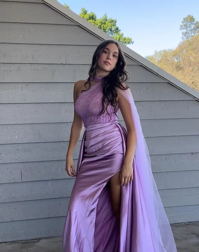 Unique Lavender One-Shoulder Mermaid Long Prom Dress Ideas, Evening Party Dresses, WGP2027