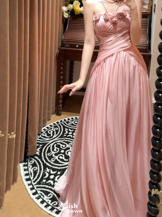 Floral Pink Sweetheart A-Line Long Prom Dress Ideas, Evening Party Dresses,WGP1961