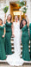 Elegant Green V-Neck Mermaid&nbsp;Sleeveless Wedding Guest Bridesmaid Dresses,WGM406