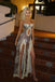 Sexy Leopard Print Lace Spaghetti Strap Mermaid Side Slit Long Prom Dress Ideas, Evening Party Dresses,WGP1714