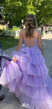 Elegant Spaghetti Strap V-neck Lace A-line Long Prom Dress Ideas, Evening Party Dresses,WGP1205