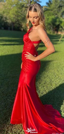 Sexy One-shoulder Mermaid Long Prom Dress Ideas, Evening Party Dresses,WGP1219