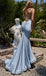 Sexy Blue Spaghetti Strap Mermaid Side Slit Long Prom Dress Ideas, Evening Party Dresses,WGP1698