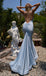 Sexy Blue Spaghetti Strap Mermaid Side Slit Long Prom Dress Ideas, Evening Party Dresses,WGP1698