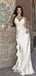 Elegant White Spaghetti Strap Mermaid Floral Long Prom Dress Ideas, Evening Party Dresses,WGP1701