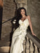 Elegant White Spaghetti Strap Mermaid Floral Long Prom Dress Ideas, Evening Party Dresses,WGP1701
