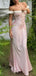 Elegant Pink Off-Shoulder Mermaid Long Prom Dress Ideas, Evening Party Dresses,WGP1938