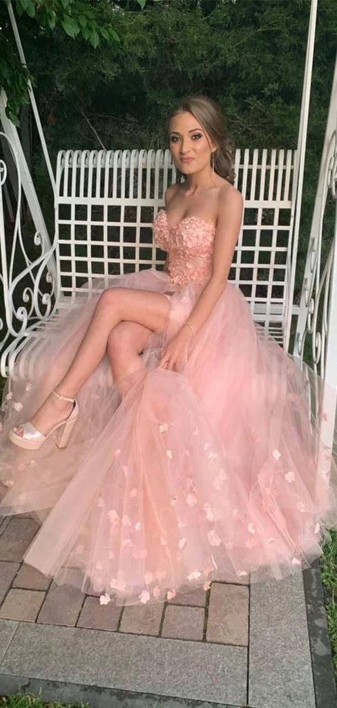 Sparkly Pink Sweetheart A-Line Long Prom Dress Ideas, Evening Party Dresses,WGP1835