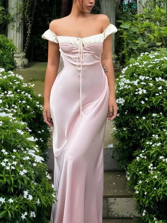 Elegant Pink Off-Shoulder Mermaid Long Prom Dress Ideas, Evening Party Dresses,WGP1938