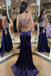 Unique Purple Spaghetti Strap Mermaid Side Slit Long Prom Dress Ideas, Evening Party Dresses, WGP2017