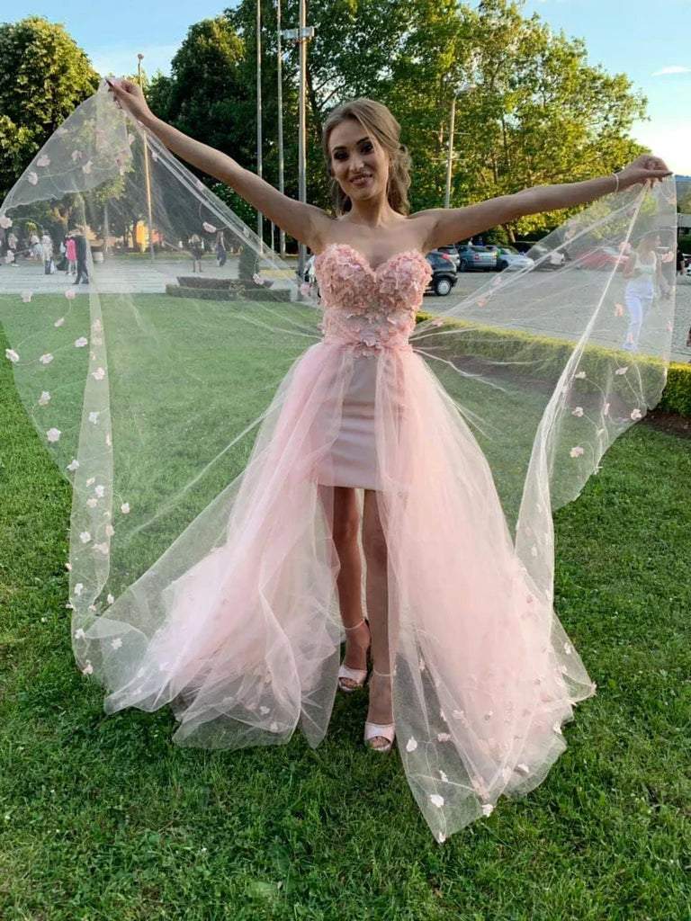 Sparkly Pink Sweetheart A-Line Long Prom Dress Ideas, Evening Party Dresses,WGP1835