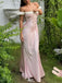 Elegant Pink Off-Shoulder Mermaid Long Prom Dress Ideas, Evening Party Dresses,WGP1938