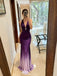 Unique Purple V-Neck Mermaid Long Prom Dress Ideas, Evening Party Dresses,WGP1842