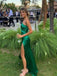 Sexy Emerald Mermaid One Shoulder Side Slit Cheap Maxi Long Party Prom Gowns,Evening Dresses,WGP425